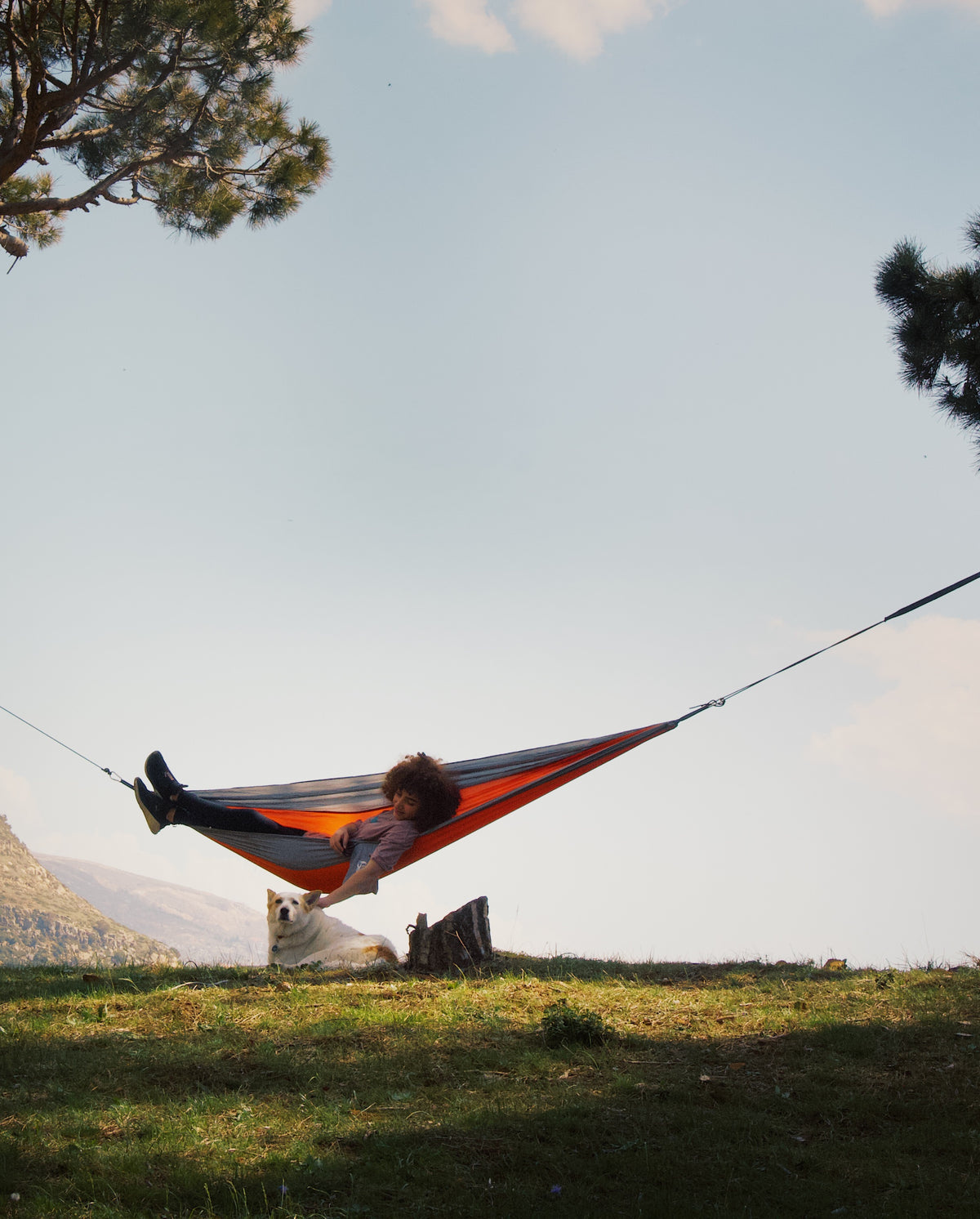 Lying in a Fly the Coop hammock above the Lebanese mountains